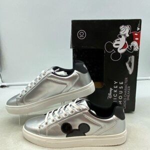 Disney Women's Mickey Mouse Silver Synthetic Sneakers Sz 10